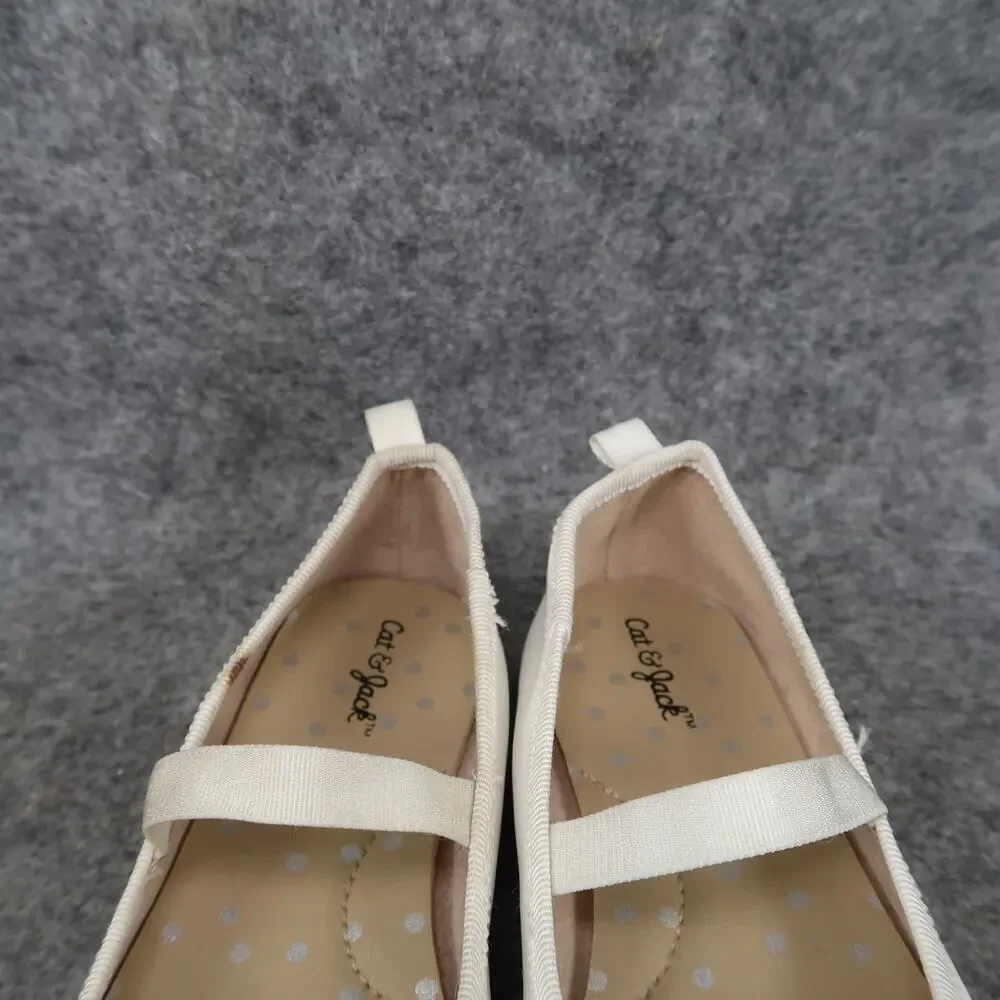 Cat & Jack Shoes Kids 9 Ballet Flats Mary Jane Strap Bow White Fashion Girls